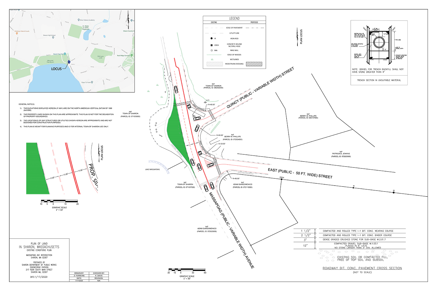 Preliminary engineering plans to redesign the intersection by removing the traffic circle and straightening the intersection geometry.